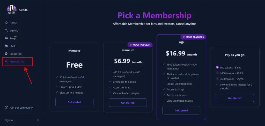 getidol.com-pricing