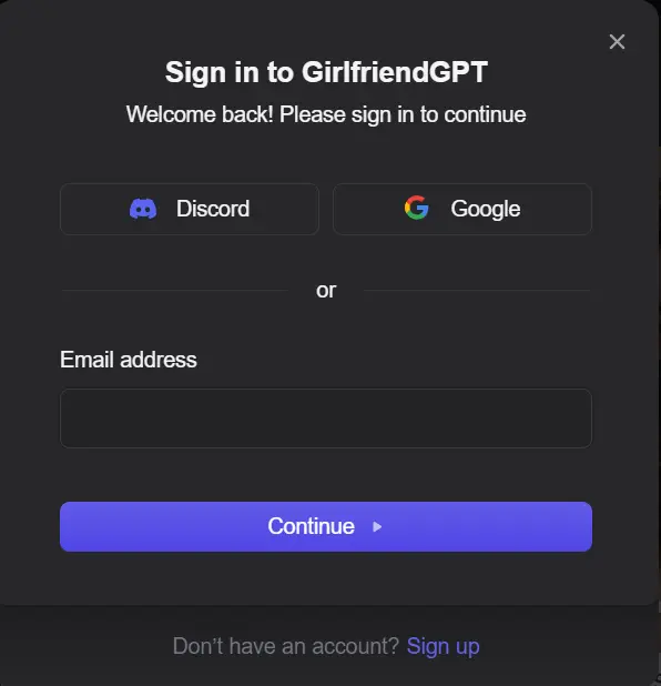 GPTGirlfriend Signin