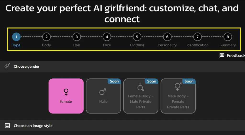 Kupid AI Character Customization Options