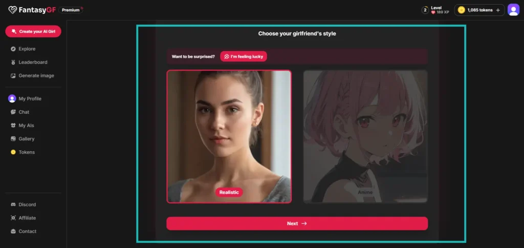 Choose Your Style to Build your own AI Girlfriend in FantasyGF