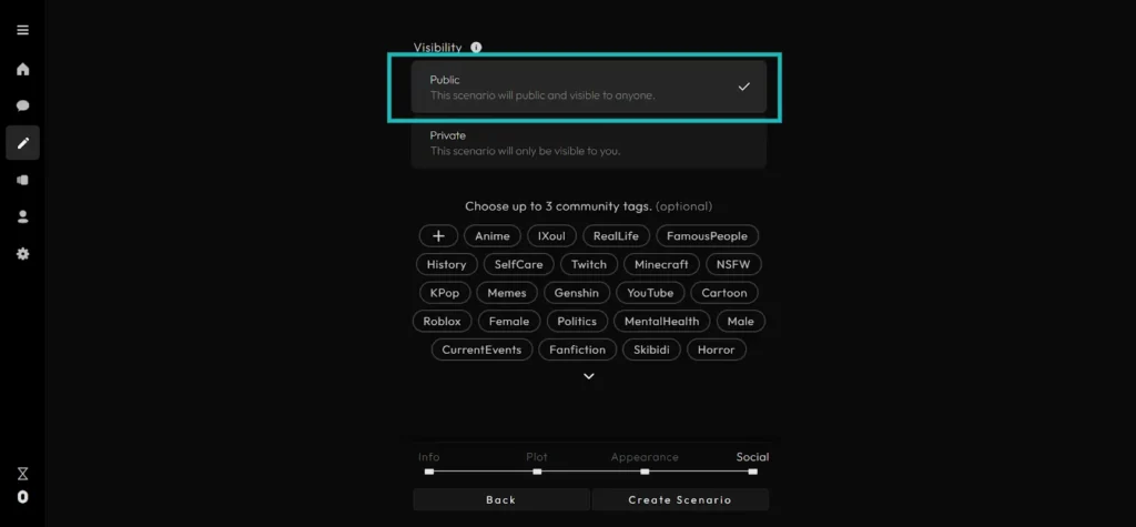 Xoul AI - Visibility Options